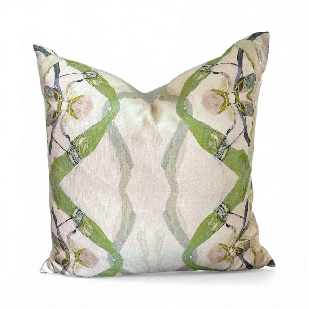 Windy O Connor Green Moth‎ Pillow Throw Accent Botanical 22x22